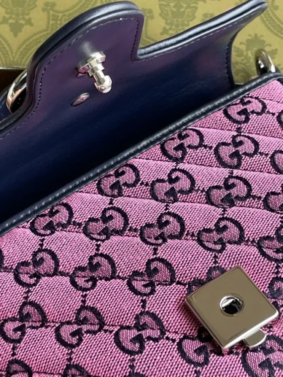 Gucci GG Marmont Multicolor Mini Top Handle Bag 583571 Pink