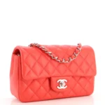 Chanel Medium Classic Double Flap Bag Rose Sakura Tweed Light Gold Hardware