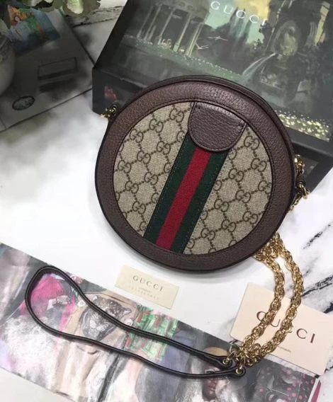 Gucci Ophidia mini GG round shoulder bag 550618 Dark Coffee
