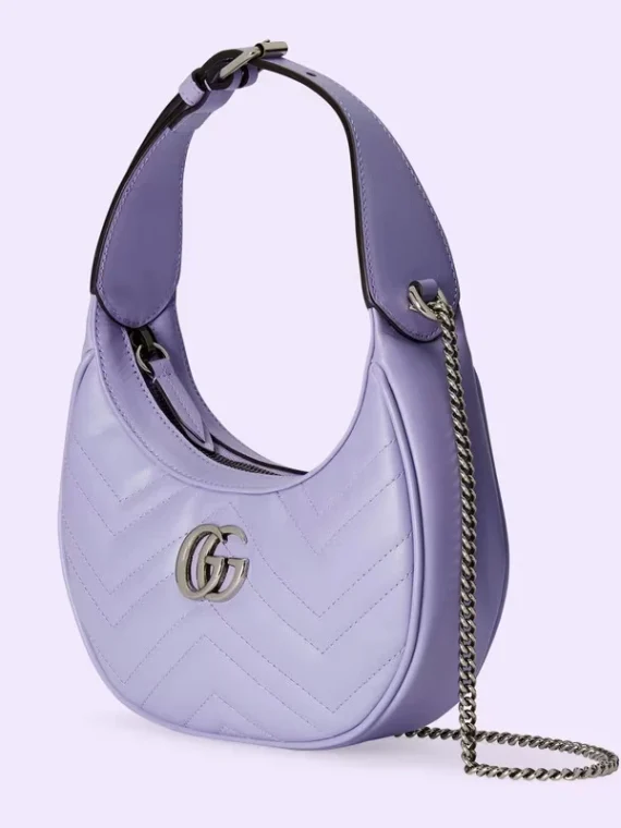 Gucci Marmont half-moon-shaped mini bag – lilac leather
