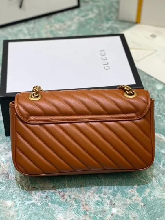 Gucci GG Marmont Small Matelasse Shoulder Bag 443497 Coffee