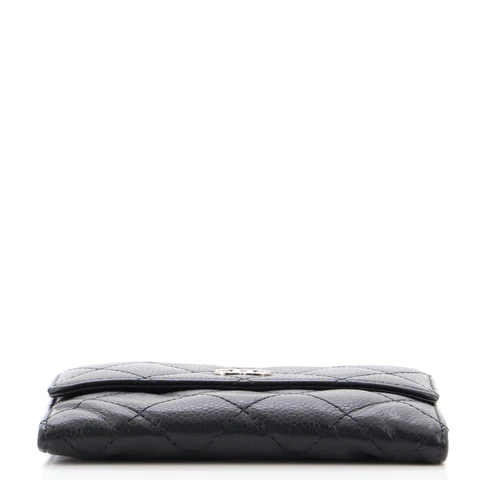 Chanel Foldable Tote Bag with Chain Quilted Caviar with Printed Nylon