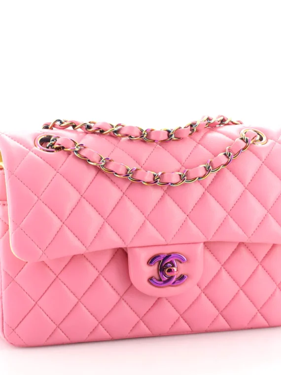 Chanel Classic Single Flap Bag Quilted Iridescent Lambskin Mini