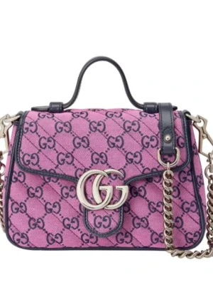 Gucci GG Marmont Multicolor Mini Top Handle Bag 583571 Pink