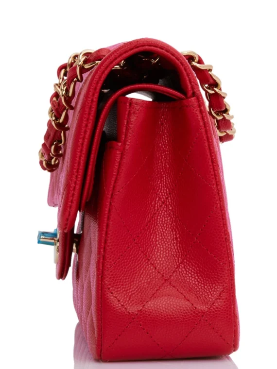 Chanel Small Classic Double Flap Navy Lambskin Light Gold Hardware