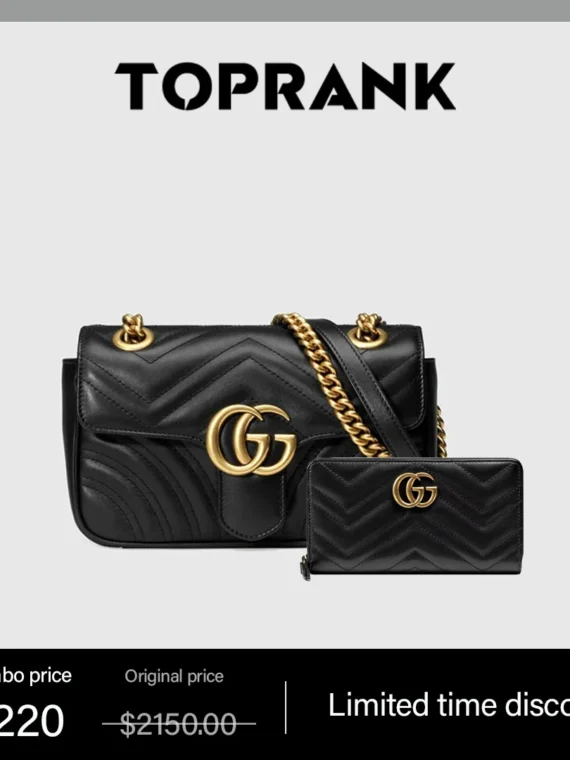 Gucci Marmont small shoulder bag+GG Marmont zip around wallet