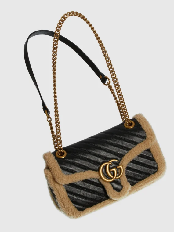 GG Marmont small shoulder bag with wool trim