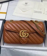 Gucci GG Marmont Small Matelasse Shoulder Bag 443497 Coffee