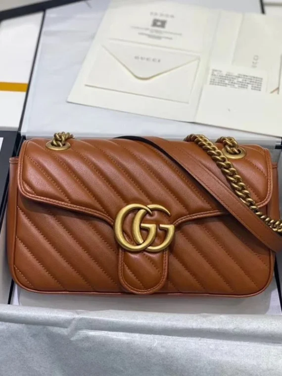 Gucci GG Marmont Small Matelasse Shoulder Bag 443497 Coffee