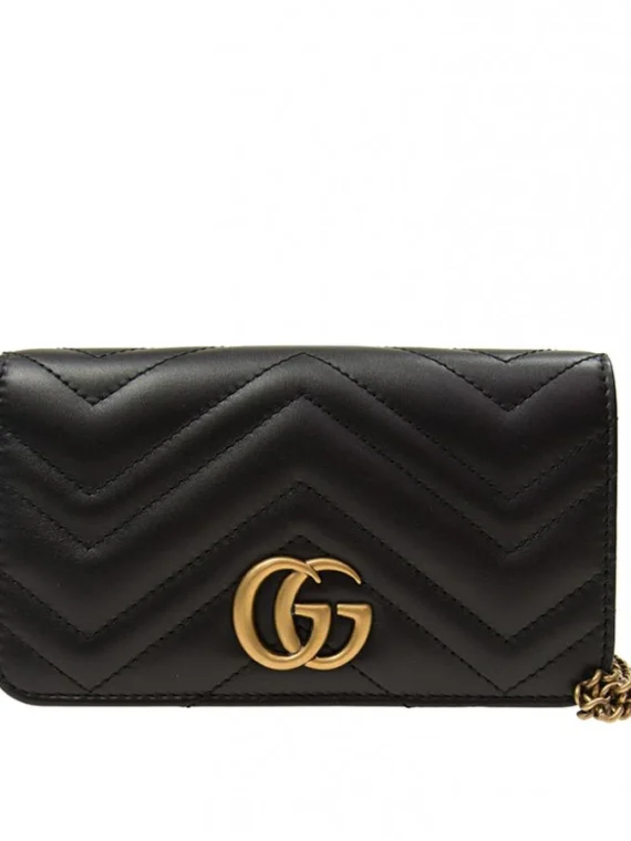 Gucci Marmont GG Mini Quilted Black Leather Cross Body Bag 488426 Black