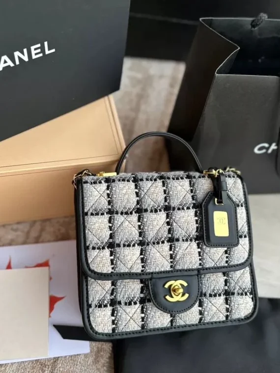 Chanel Round Clutch with Chain Quilted Patent Mini