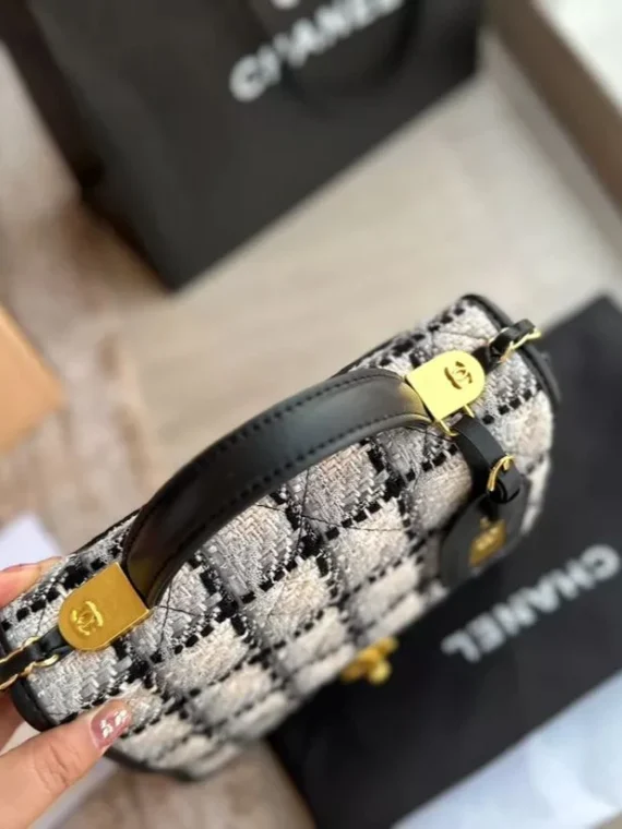 Chanel Round Clutch with Chain Quilted Patent Mini