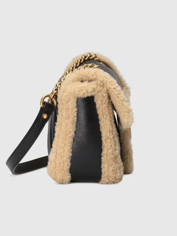 GG Marmont small shoulder bag with wool trim