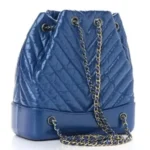 CHANEL Iridescent Aged Calfskin Chevron Quilted Small Gabrielle Backpack Blue