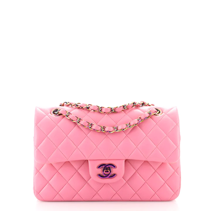 Chanel Classic Single Flap Bag Quilted Iridescent Lambskin Mini