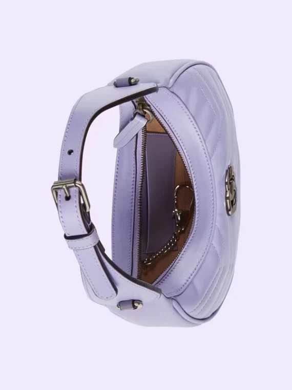 Gucci Marmont half-moon-shaped mini bag – lilac leather