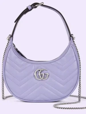 Gucci Marmont half-moon-shaped mini bag – lilac leather