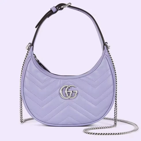 Gucci Marmont half-moon-shaped mini bag – lilac leather