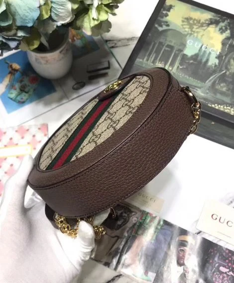 Gucci Ophidia mini GG round shoulder bag 550618 Dark Coffee