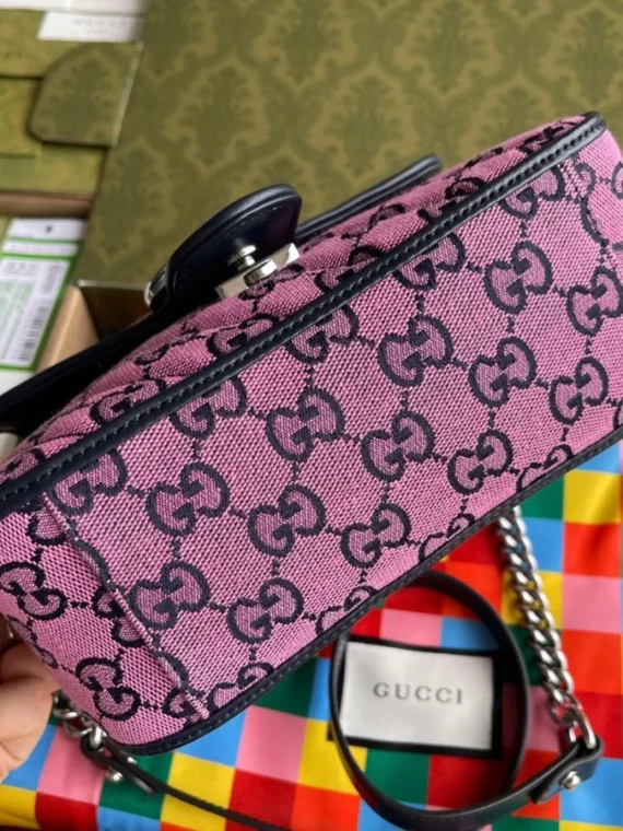 Gucci GG Marmont Multicolor Mini Top Handle Bag 583571 Pink