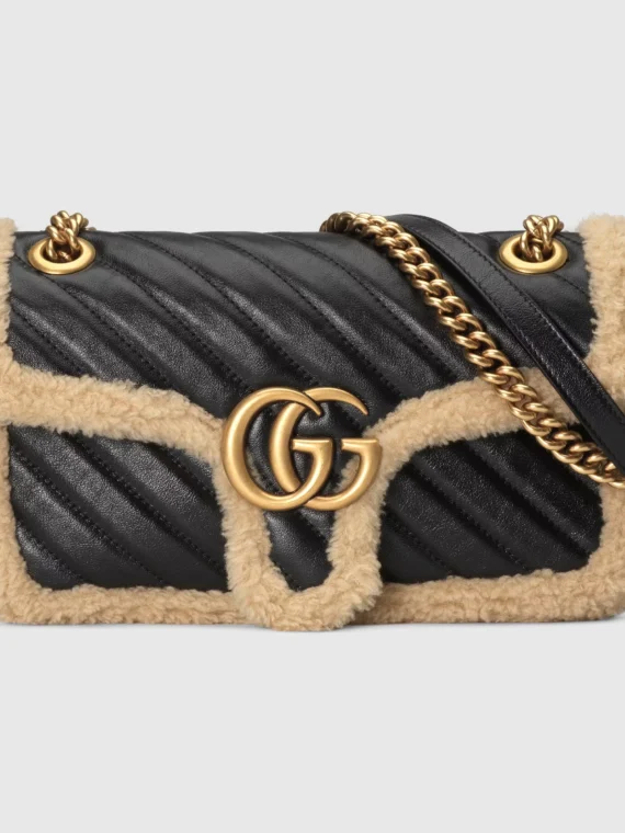 GG Marmont small shoulder bag with wool trim