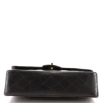 Chanel Mini Rectangular Flap Bag with Top Handle Dark Grey Lambskin Light Gold Hardware