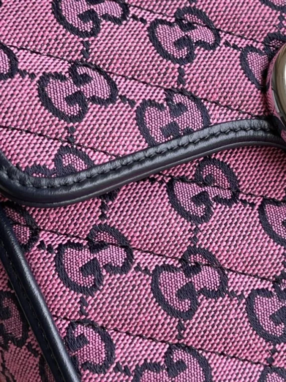 Gucci GG Marmont Multicolor Mini Top Handle Bag 583571 Pink