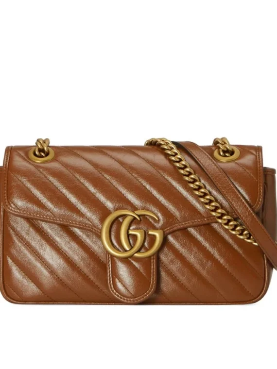 Gucci GG Marmont Small Matelasse Shoulder Bag 443497 Coffee