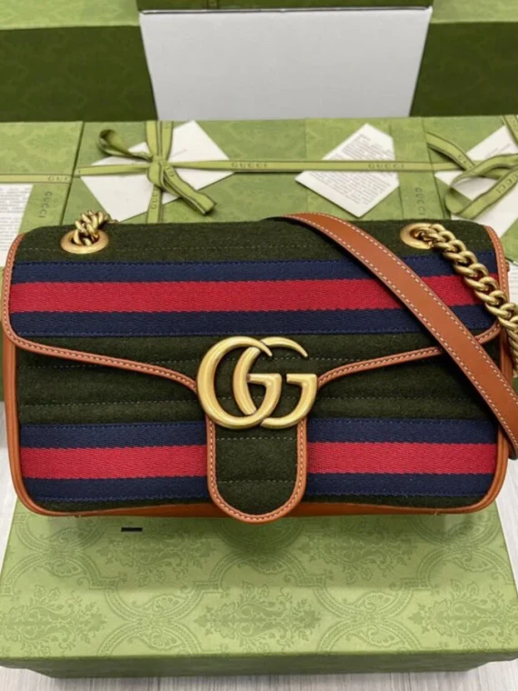 Gucci GG Marmont Small Shoulder Bag 443497 Green