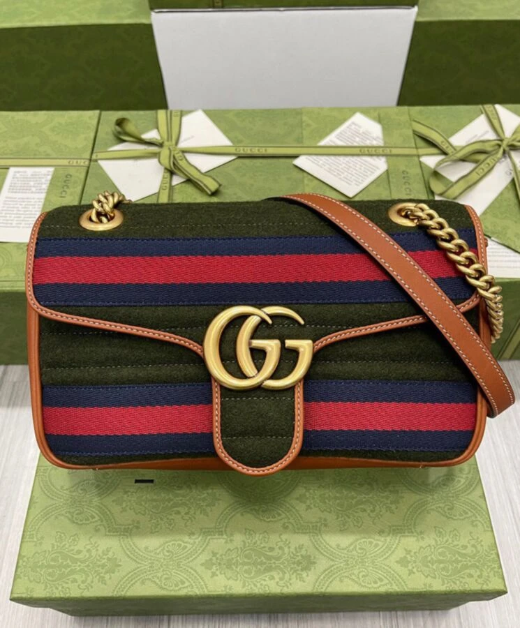 Gucci GG Marmont Small Shoulder Bag 443497 Green