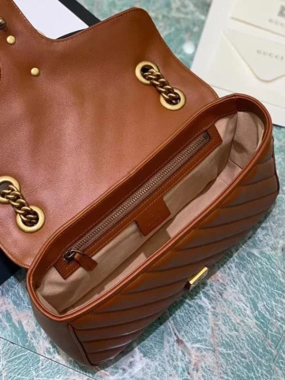 Gucci GG Marmont Small Matelasse Shoulder Bag 443497 Coffee