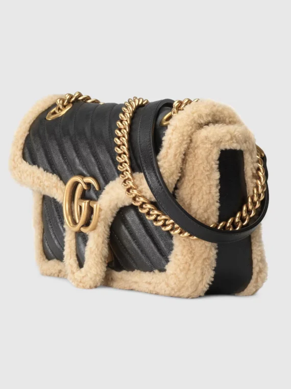 GG Marmont small shoulder bag with wool trim