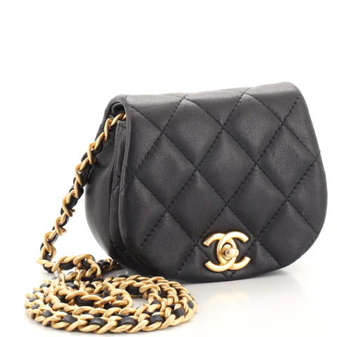 Chanel CC Chain Handle Zip Around Vanity Case with Chain Quilted Lambskin Mini