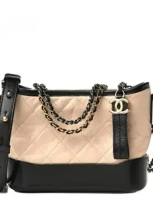 CHANEL Aged Calfskin Quilted Small Gabrielle Hobo Black