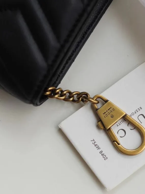 Gucci Marmont GG Mini Quilted Black Leather Cross Body Bag 488426 Black