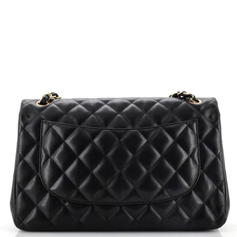 Chanel Classic Double Flap Bag Quilted Striated Metallic Patent Jumbo