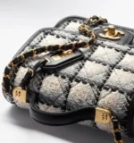 Chanel Round Clutch with Chain Quilted Patent Mini