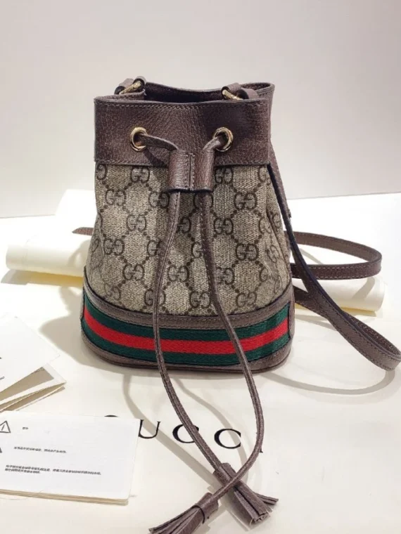 Gucci Ophidia Mini GG Bucket Bag 550620 Dark Coffee