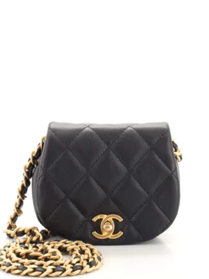 Chanel CC Chain Handle Zip Around Vanity Case with Chain Quilted Lambskin Mini