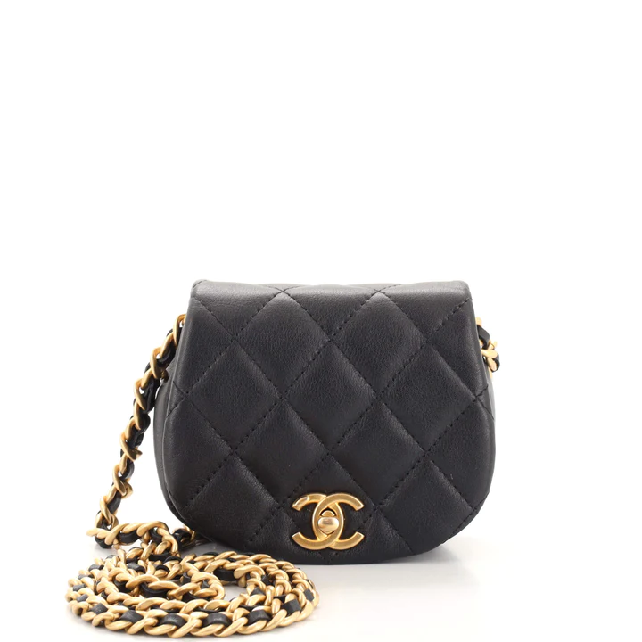 Chanel CC Chain Handle Zip Around Vanity Case with Chain Quilted Lambskin Mini