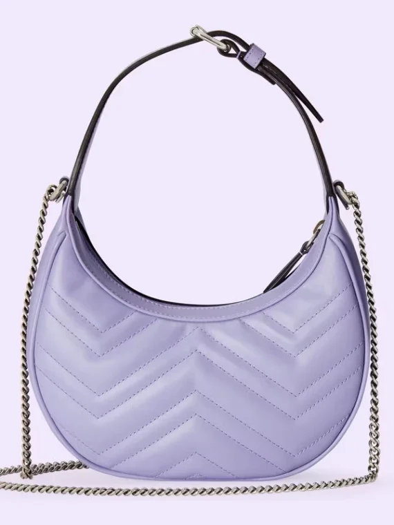 Gucci Marmont half-moon-shaped mini bag – lilac leather