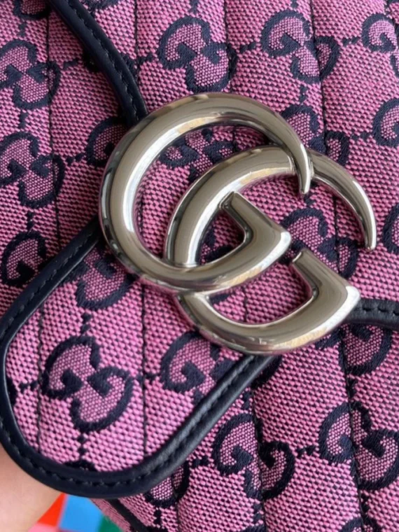 Gucci GG Marmont Multicolor Mini Top Handle Bag 583571 Pink