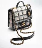 Chanel Round Clutch with Chain Quilted Patent Mini