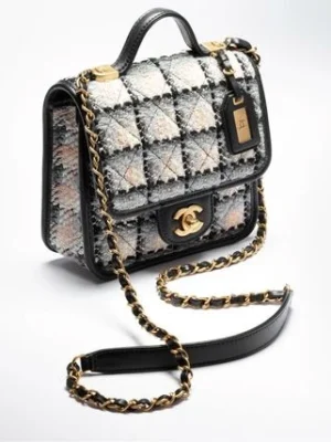 Chanel Round Clutch with Chain Quilted Patent Mini
