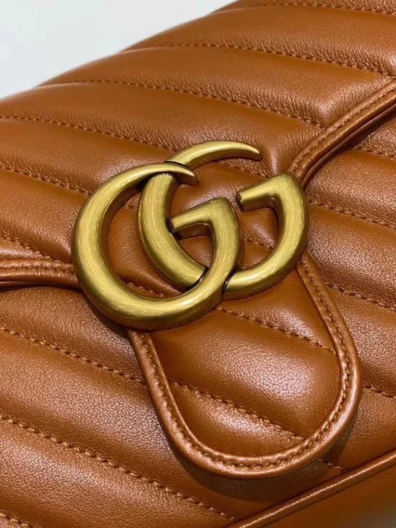 Gucci GG Marmont Small Matelasse Shoulder Bag 443497 Coffee