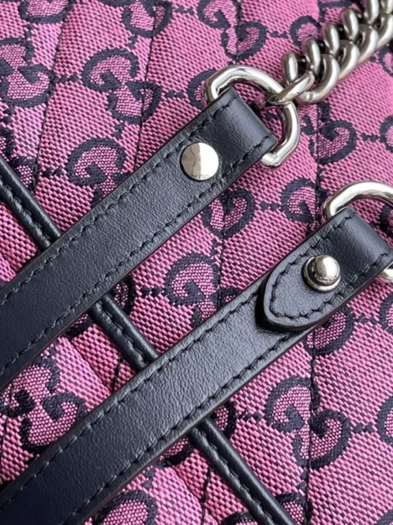 Gucci GG Marmont Multicolor Mini Top Handle Bag 583571 Pink
