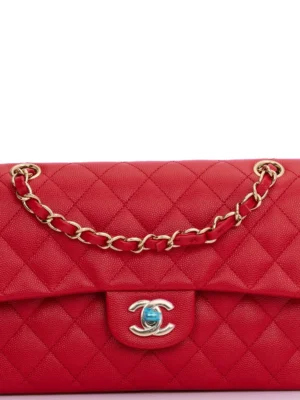 Chanel Small Classic Double Flap Navy Lambskin Light Gold Hardware