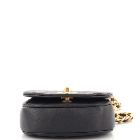 Chanel CC Chain Handle Zip Around Vanity Case with Chain Quilted Lambskin Mini