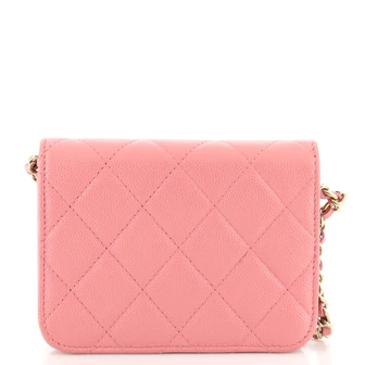Chanel Classic Flap Card Holder on Chain Quilted Caviar Mini