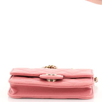Chanel Classic Flap Card Holder on Chain Quilted Caviar Mini